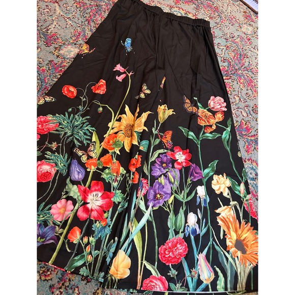 SHEIN Black Floral Butterfly Wide Leg Palazzo Pants Women's XL - Picture 11 of 11